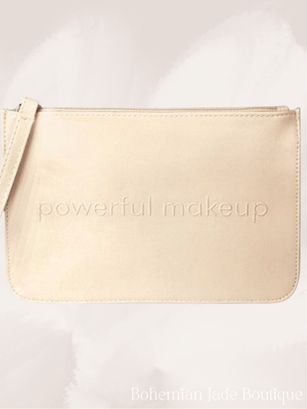 Dermablend Powerful Makeup Cosmetic Bag Cream Faux Leather Wristlet Pouch